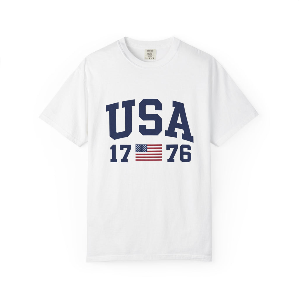 USA 1776 Men’s Graphic Tee Vintage Garment-Dyed Cotton Shirt