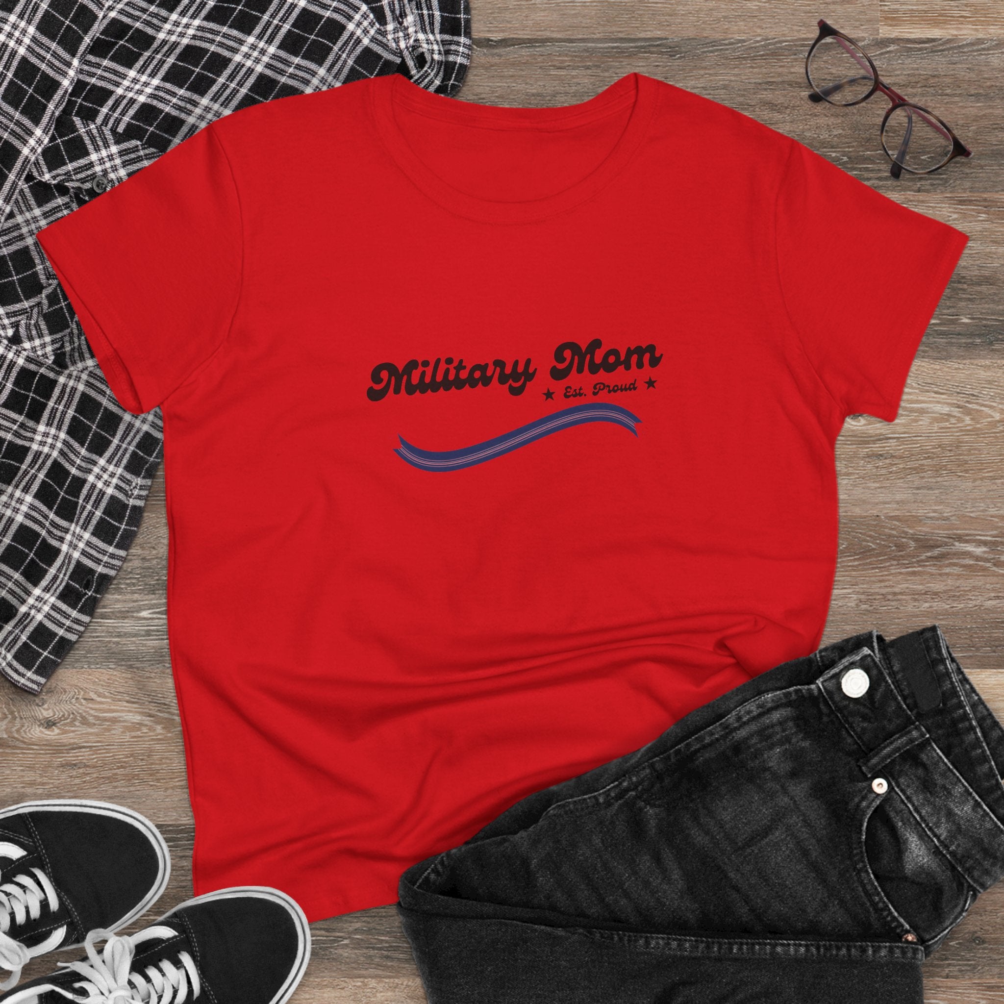 Military Mom Crewneck Shirt | Vintage Dog Tags Camouflage