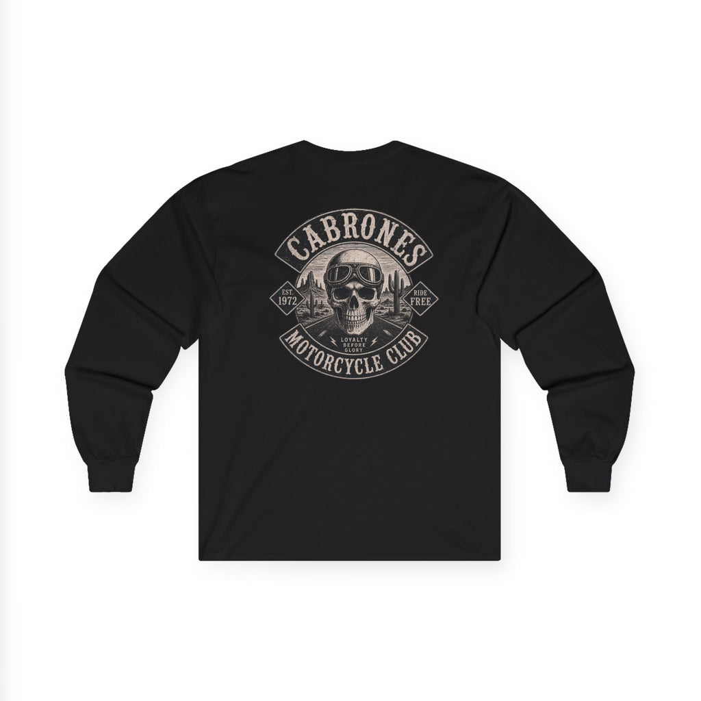 "Cabrones Motorcycle Club" Skull Long Sleeve T-Shirt