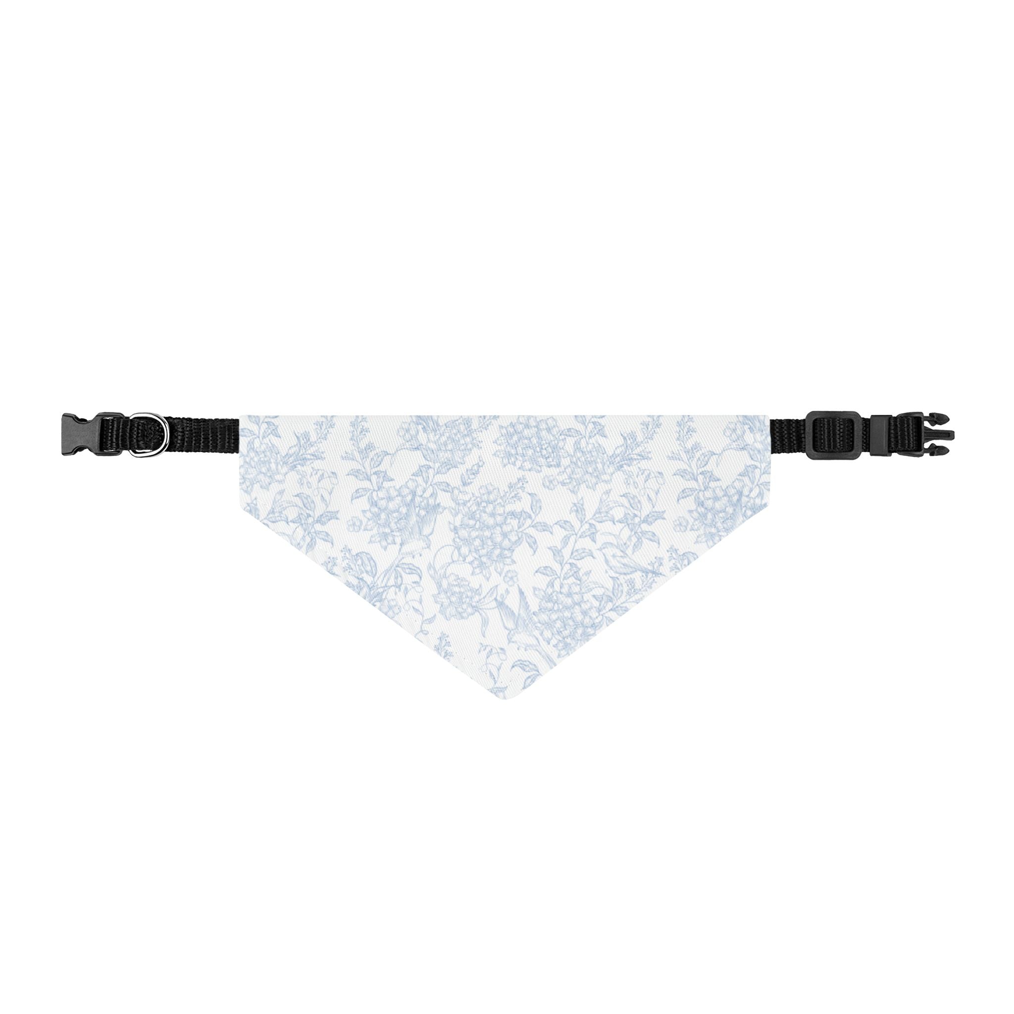 Blue & White Floral Clip-On Pet Bandana