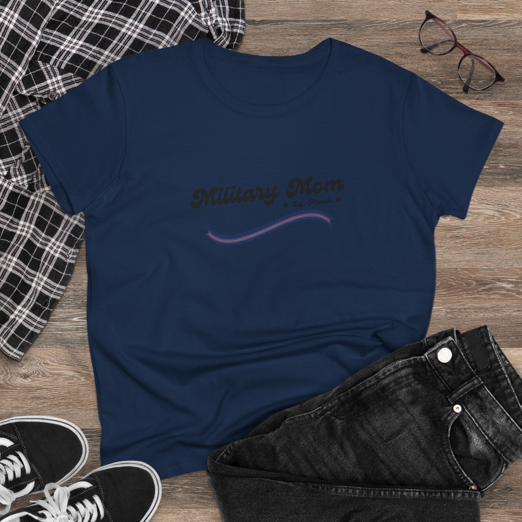 Military Mom Crewneck Shirt | Vintage Dog Tags Camouflage
