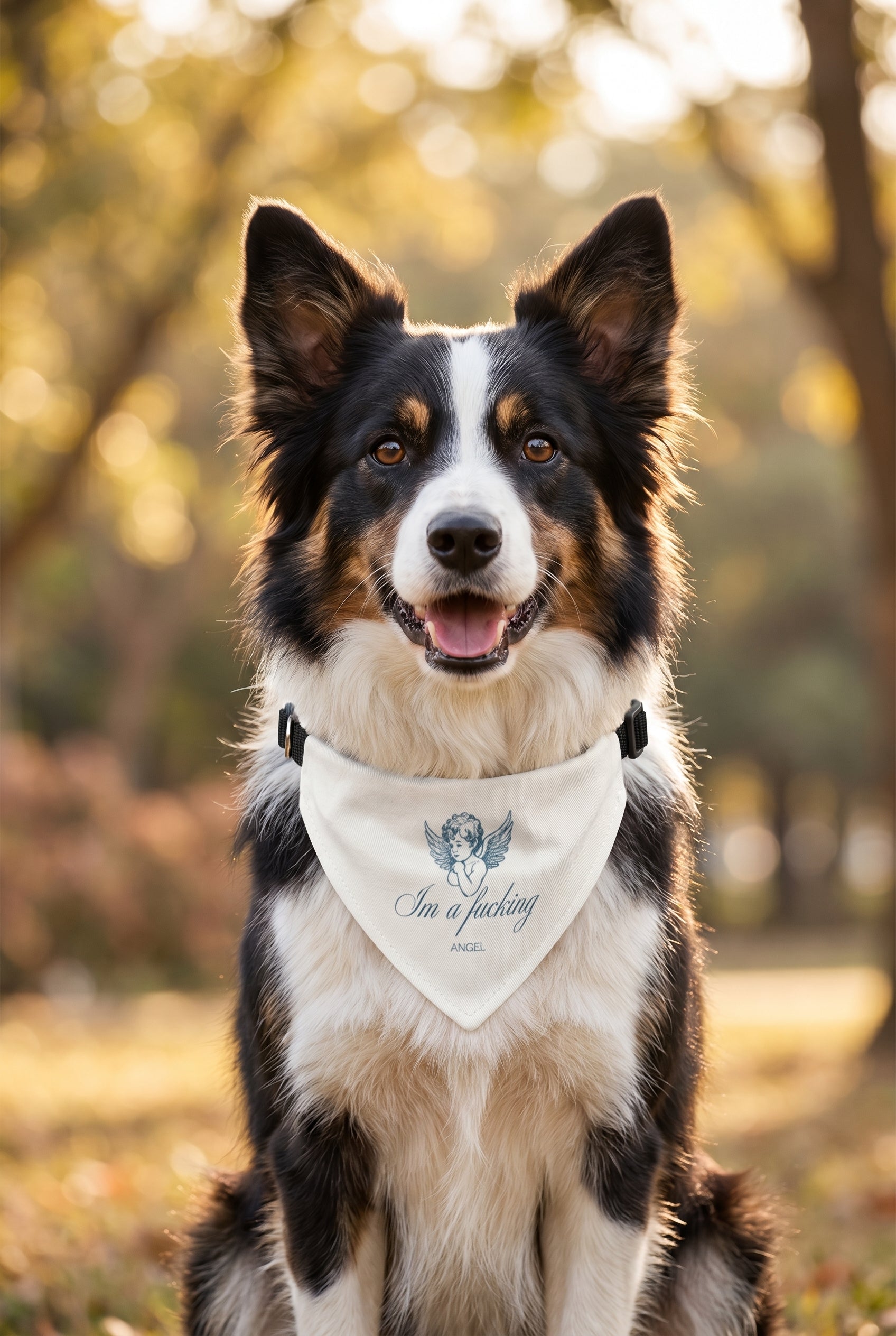 Copy of Copy of Daisy Clip-On Pet Bandana — Light Blue Floral Collar Accessory