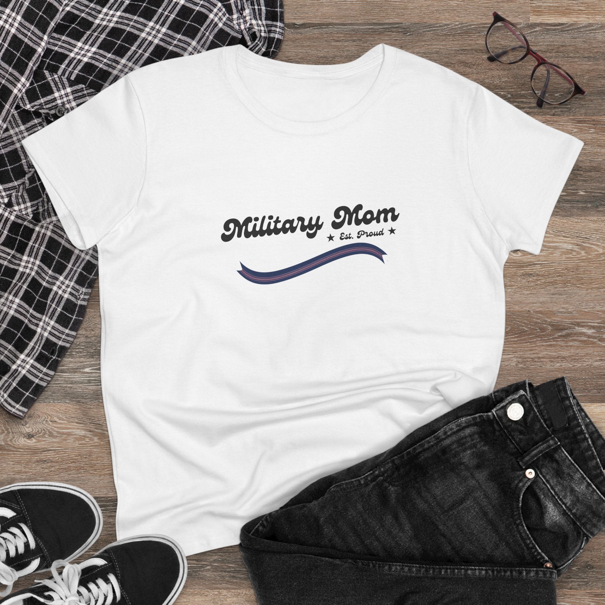 Military Mom Crewneck Shirt | Vintage Dog Tags Camouflage
