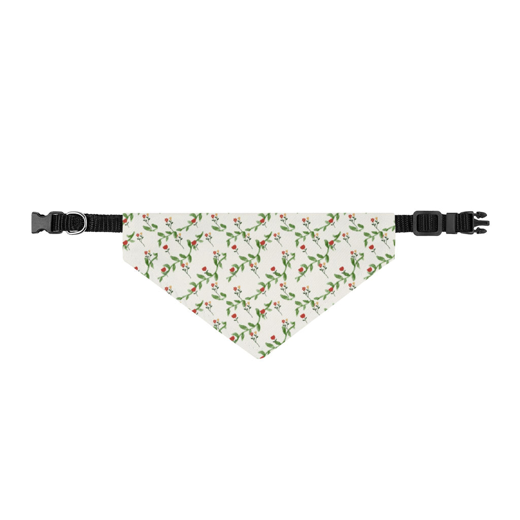 Festive Floral Red & Green Clip-on Pet Bandana
