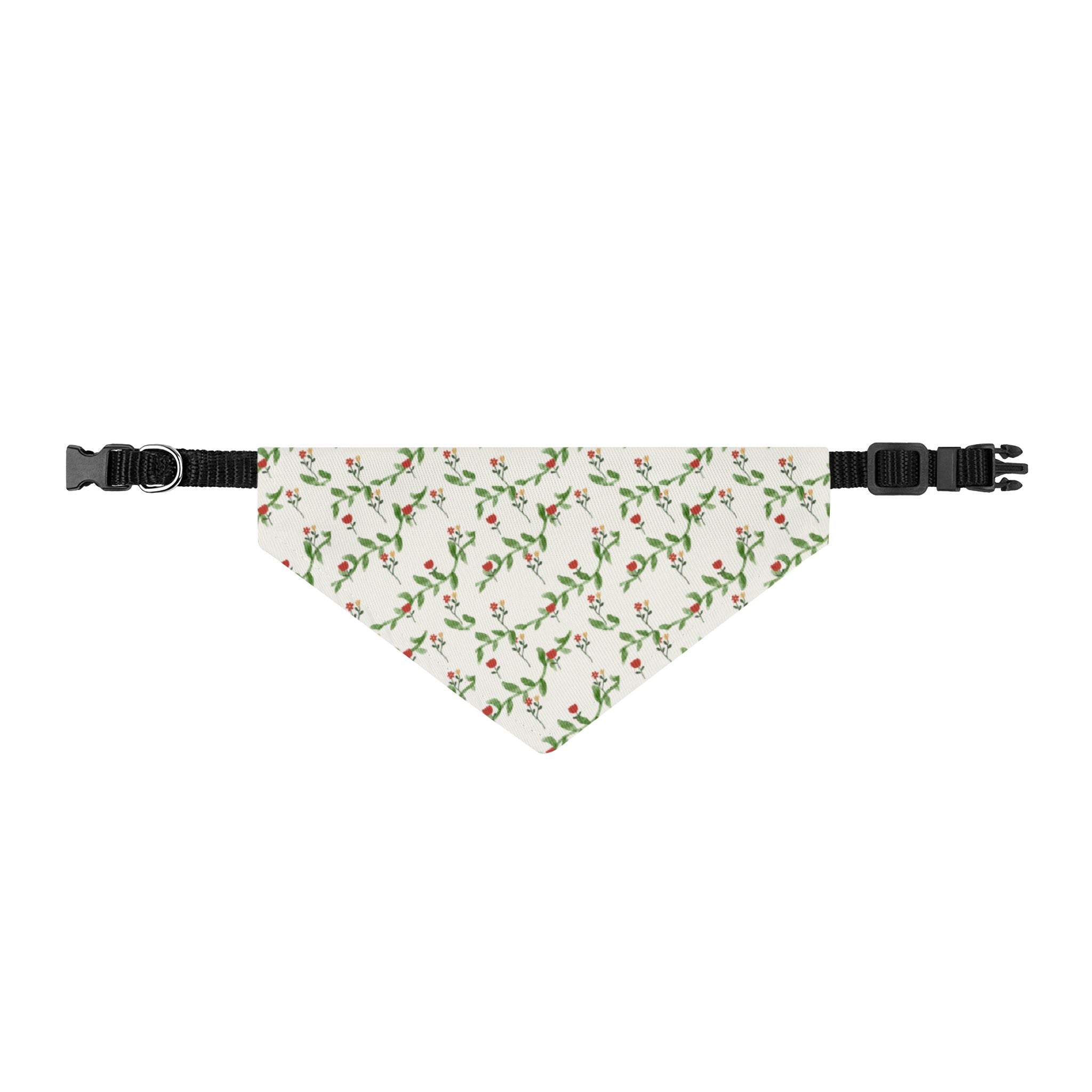 Festive Floral Red & Green Clip-on Pet Bandana