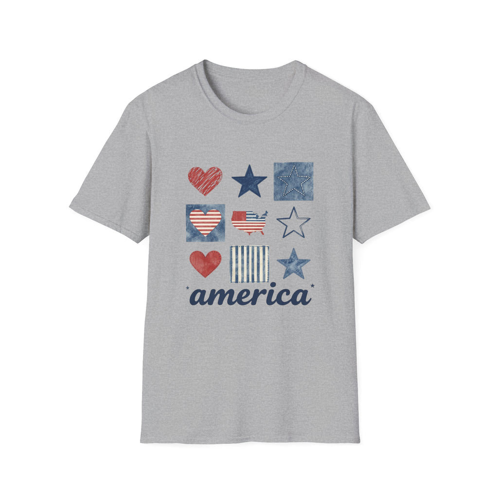 Patriotic Stars & Hearts America Graphic Tee