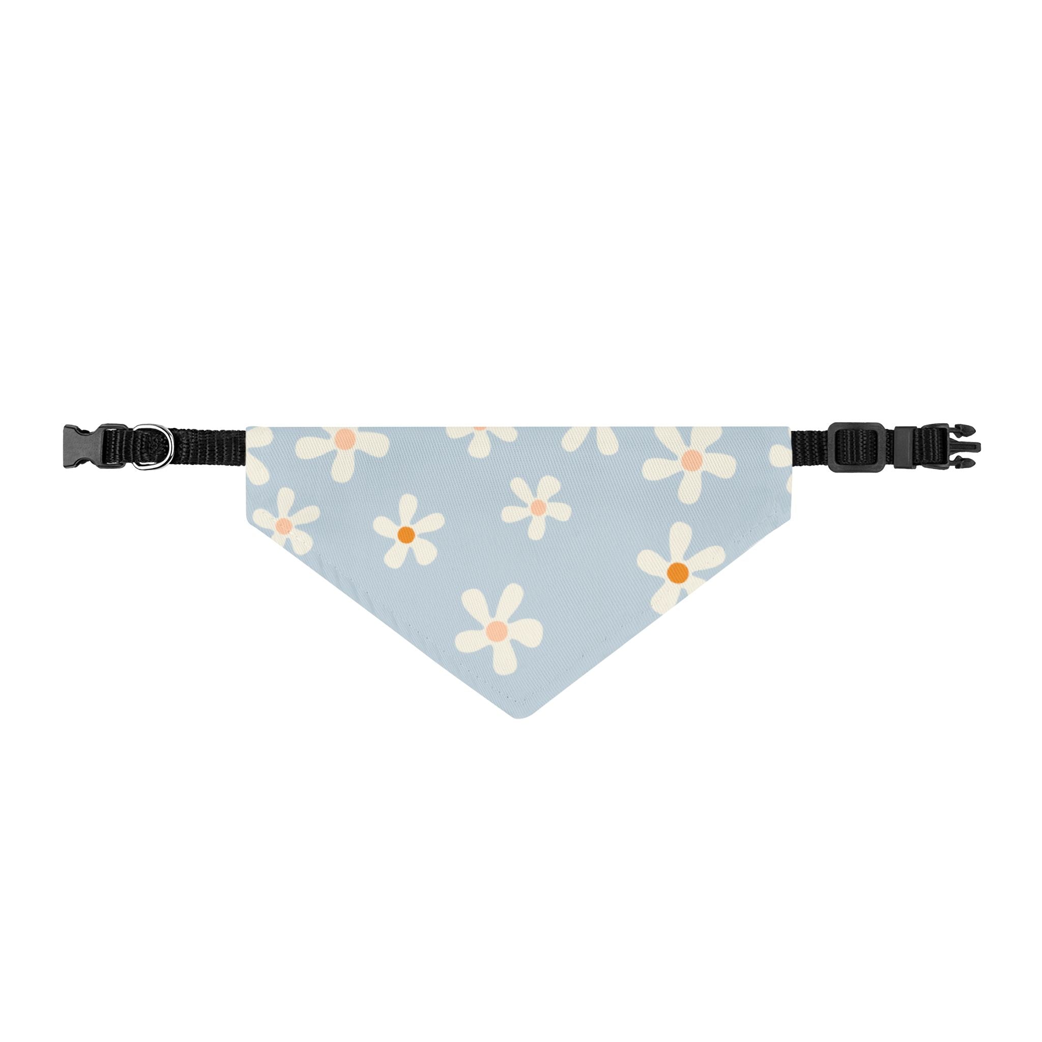 Daisy Clip-On Pet Bandana — Light Blue Floral Collar Accessory