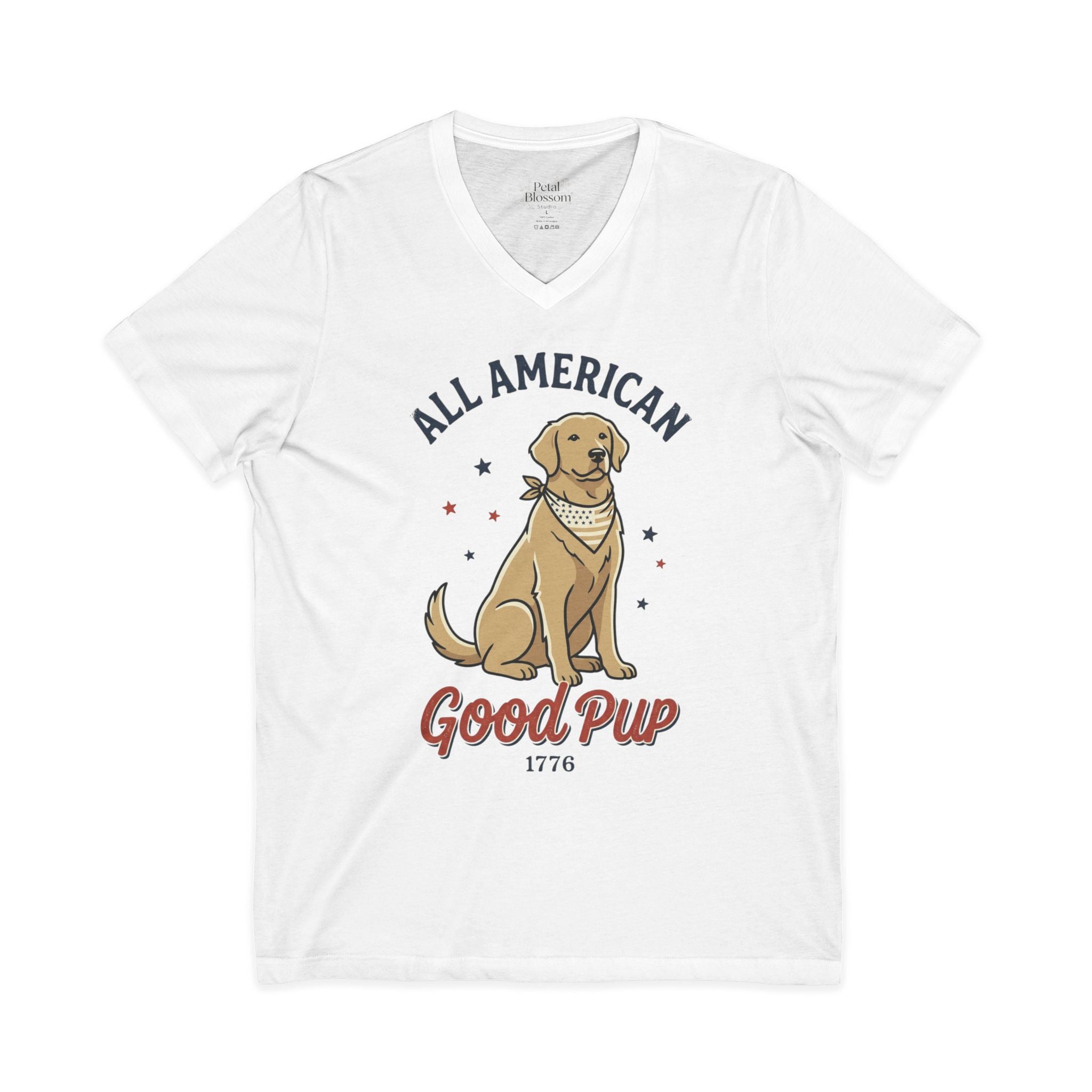 All American Good Pup V-Neck Unisex T-Shirt
