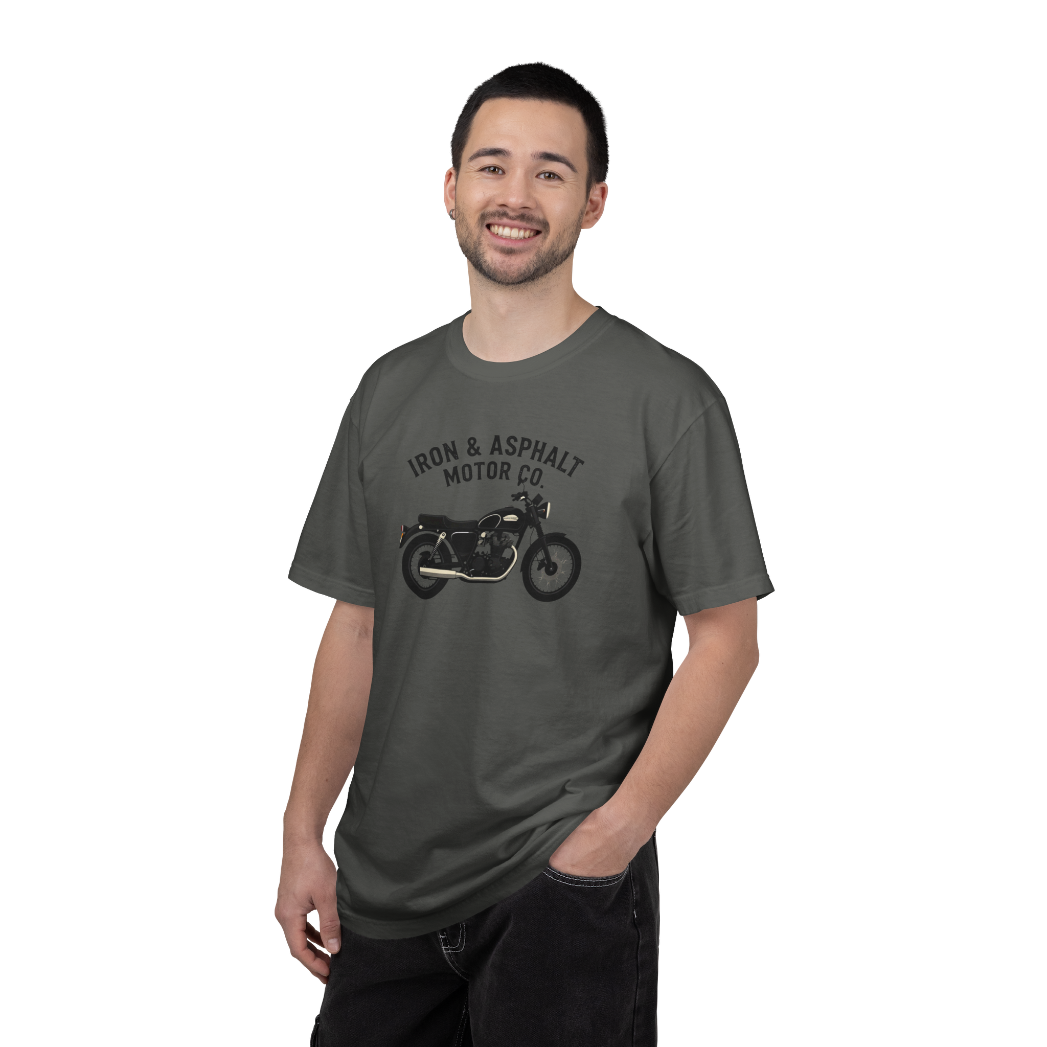 Motorcycle Tee — "Iron & Asphalt Motor Co." Vintage Bike Graphic T-Shirt
