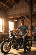 Motorcycle Tee — "Iron & Asphalt Motor Co." Vintage Bike Graphic T-Shirt